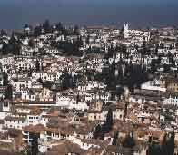 Tiled roof houses in Granada, Spain