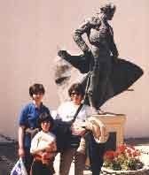 My wife Ruma and the kids in front of the oldest bull ring in Spain at Rhonda