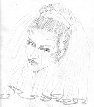 Portrait of bride in pencil