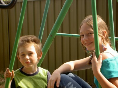 My two monsters, swinging