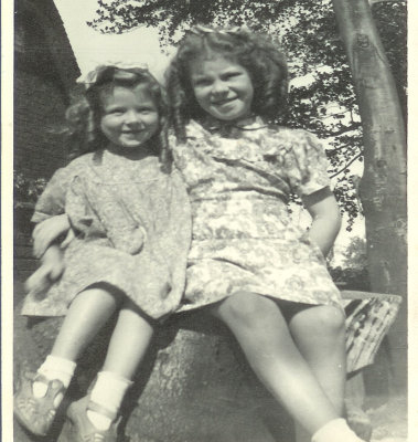 Betty and I in 1947. Taken in the back garden of Lynchet Cottage.