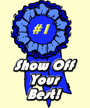 Blue ribbon banner for contest.