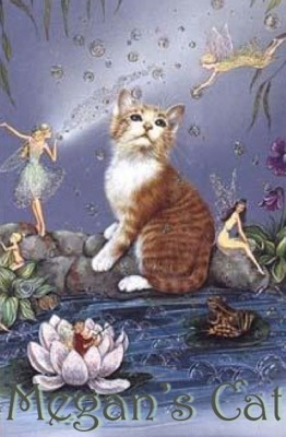 Cute image of cat and fairies.