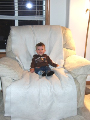 Bigger boy in large chair - age 10 months
