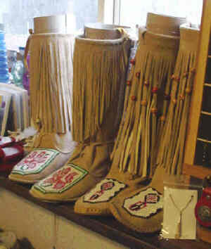 Example of custom had made adult Native American moccasins we make at our trading post.