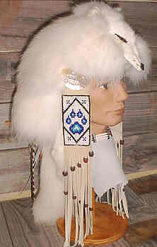 Custom hand made white fox Native American headdress. Made by my hubby, Jimmy Tatonka