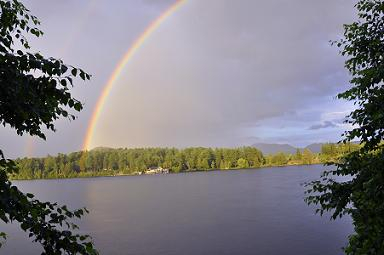 Rainbow on Mirror Lake, Adirondacks