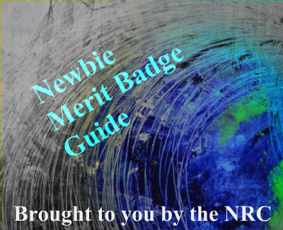 A logo for the Newbie Merit Badge Guide