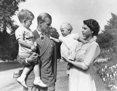 Prince Philip & QE2 & 2 eldest children - Writing.Com