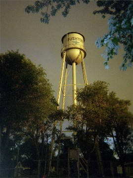Before the strom, Bushton's water tower.