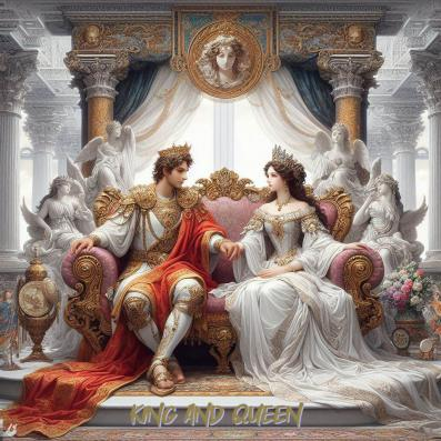 Beautiful King and Queen in Palace Room Image. Looks so real like you can touch them.