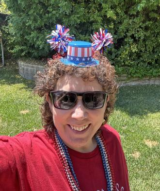 Me, decorated in my Patriot gear! 