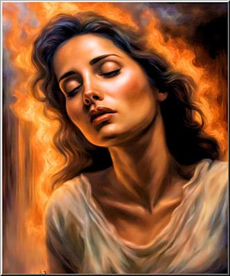 Image of a woman burning with the love of God