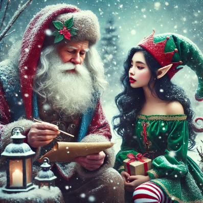 Santa and Woman Elf Image By Best Friend Angel