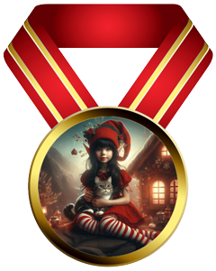 Zaya Elf and Peppermint Cat Medal.