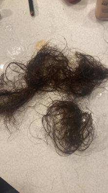 Some of sister's hair after she cut some off while having an episode