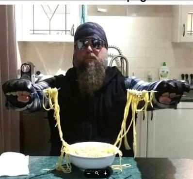 This is how a Biker eats Spaghetti