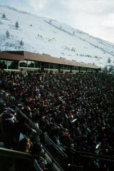 The snowy slopes  ~  of Mt. Sentinal behind the stadium. Looking SE. 